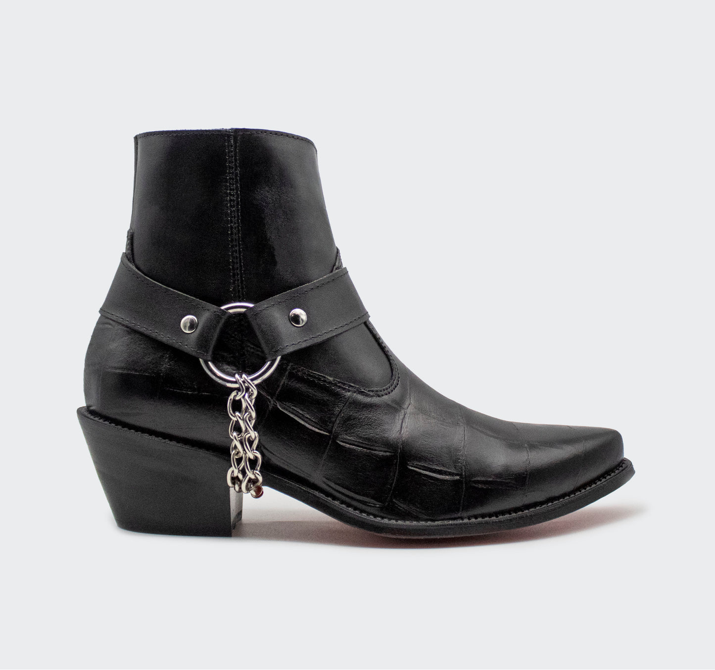 Cowboy Grabado Cocodrilo Piel Negro