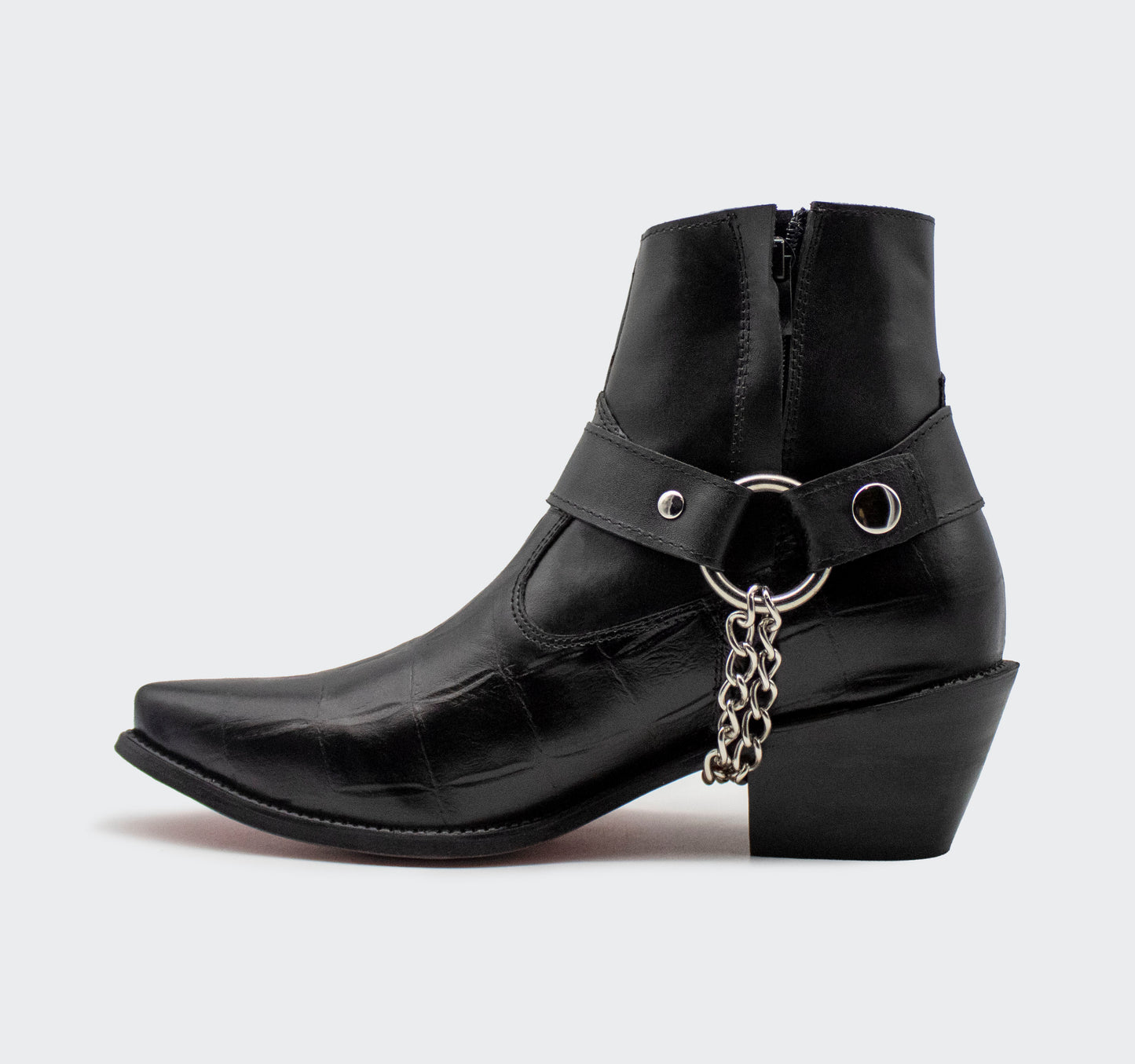 Cowboy Grabado Cocodrilo Piel Negro