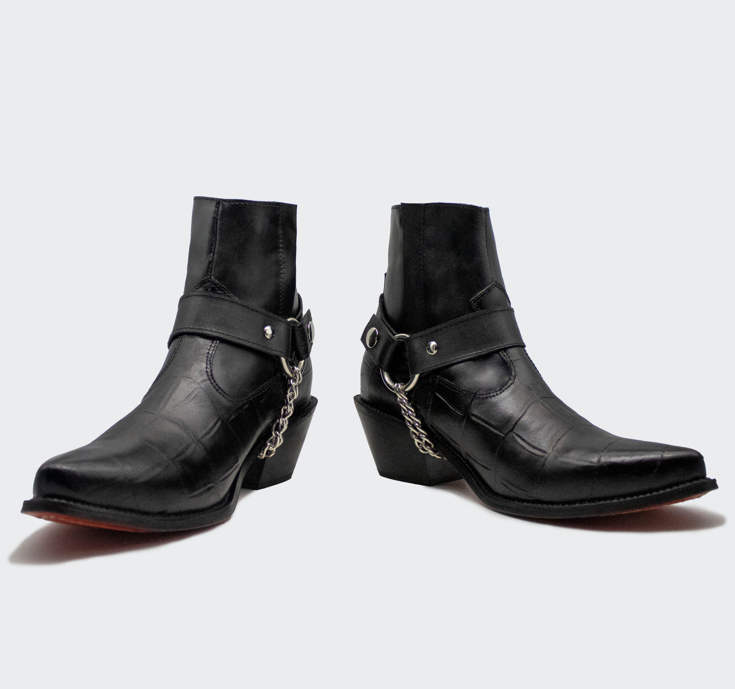 Cowboy Grabado Cocodrilo Piel Negro